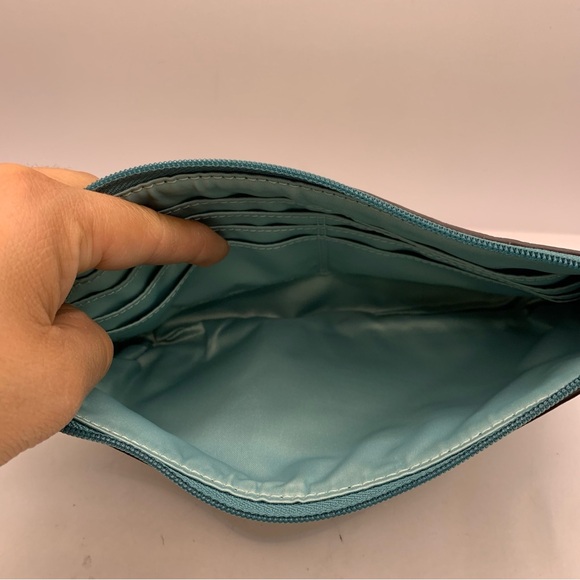 Vintage Coach Signature Leather Wristlet brown blue Y2K 90’s - Picture 4 of 5